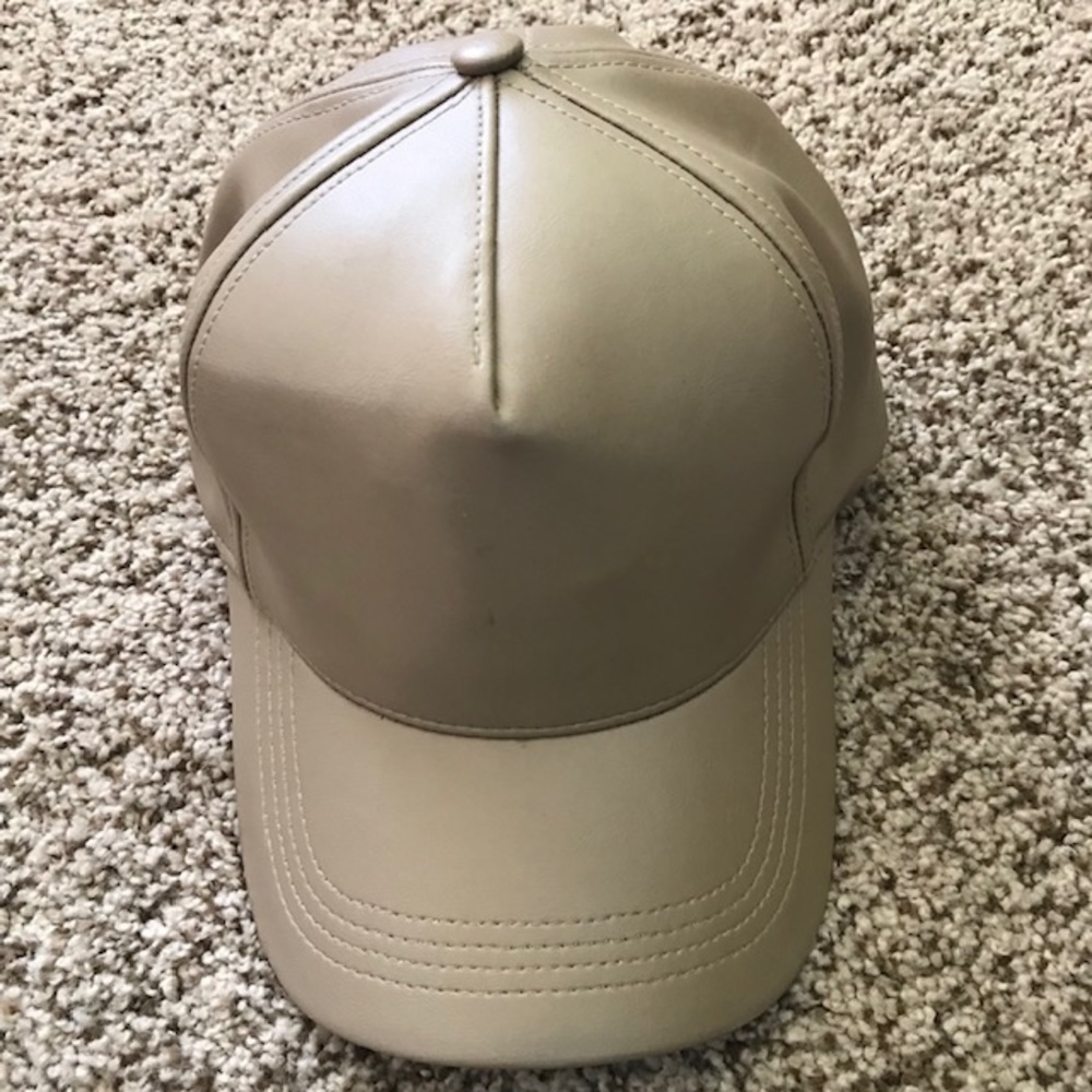 Tan faux leather baseball cap Velcro back